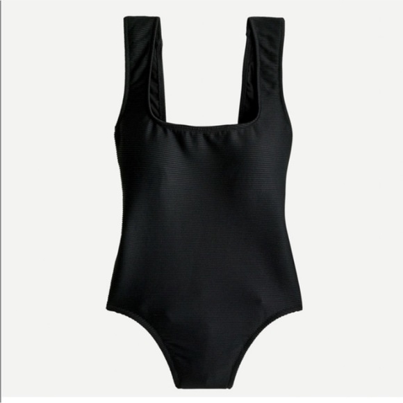 J. Crew Swim J Crew Womens 18 Rib Squareneck One Piece Swimsuit Black Size 12 Au931 Poshmark